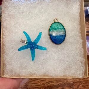 Blue and Green Starfish Necklace Set